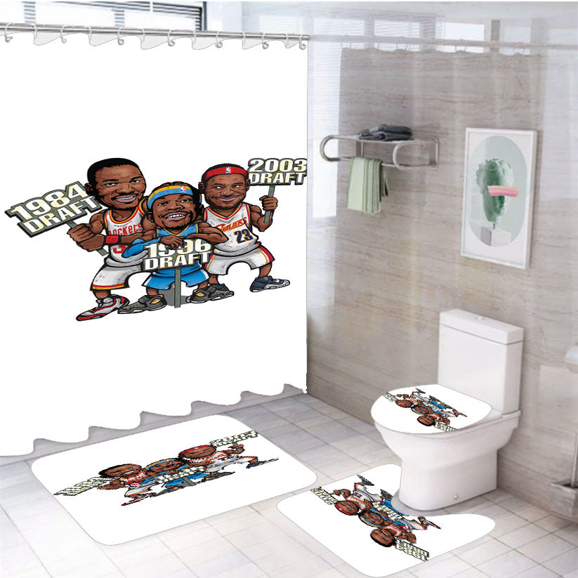 Nba Draft Basketball L 4Pcs Bathroom Set Shower Curtain