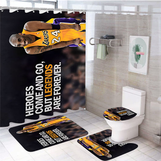 Nba Lakers Kobe Bryant 4Pcs Bathroom Set Shower Curtain