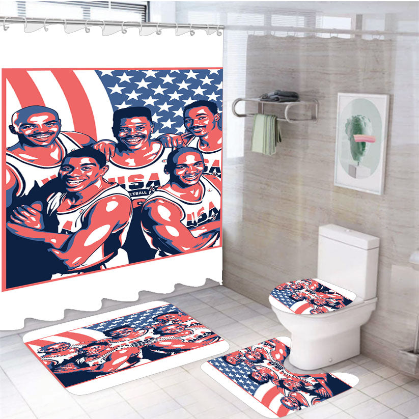 Nba Legend Allstar America Obey  4Pcs Bathroom Set Shower Curtain