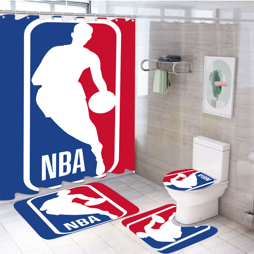 Nba Logo 4Pcs Bathroom Set Shower Curtain