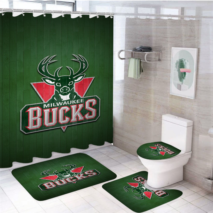 Nba Milwaukee Bucks Wallpapers 4Pcs Bathroom Set Shower Curtain