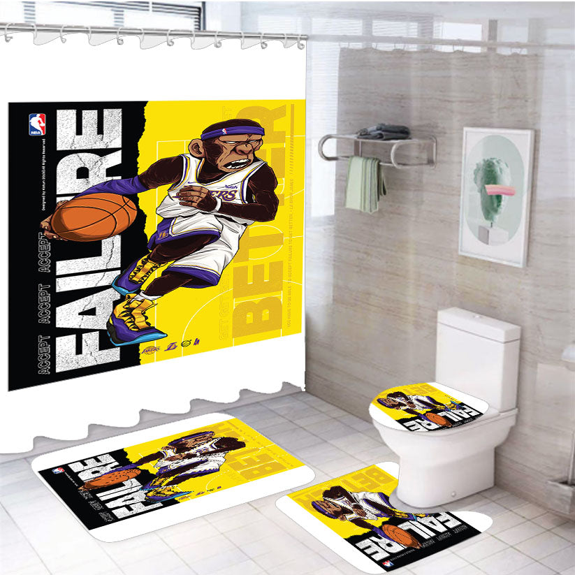Nba Monkeys Basket 4Pcs Bathroom Set Shower Curtain