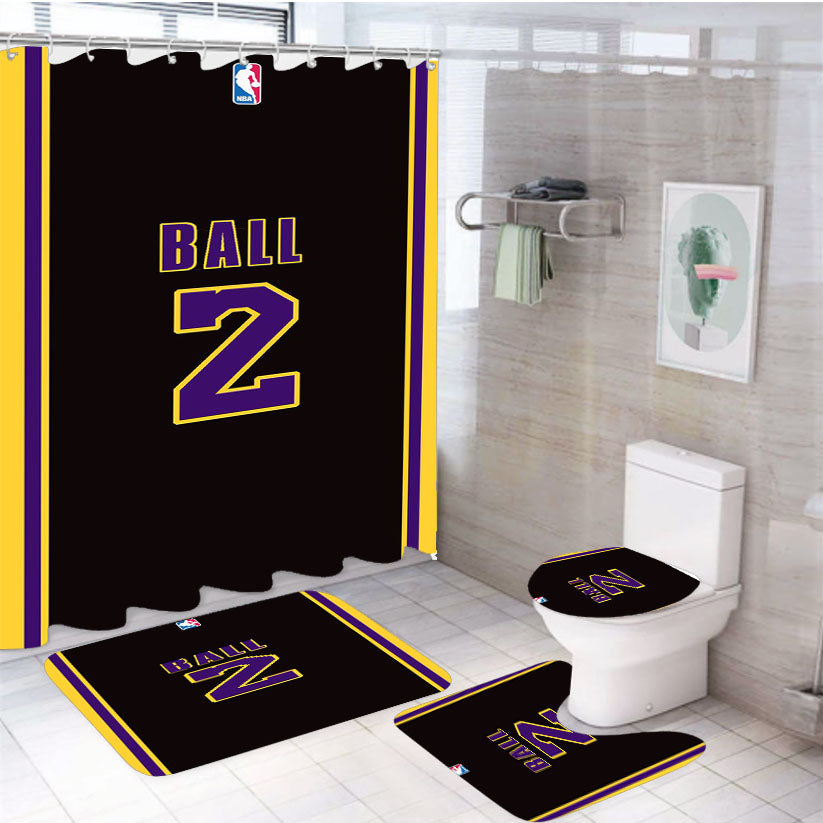 Nba Sport Lakers Ball 4Pcs Bathroom Set Shower Curtain
