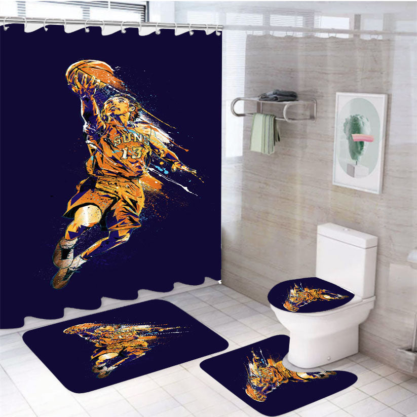 Nba Steve Nash Art 4Pcs Bathroom Set Shower Curtain