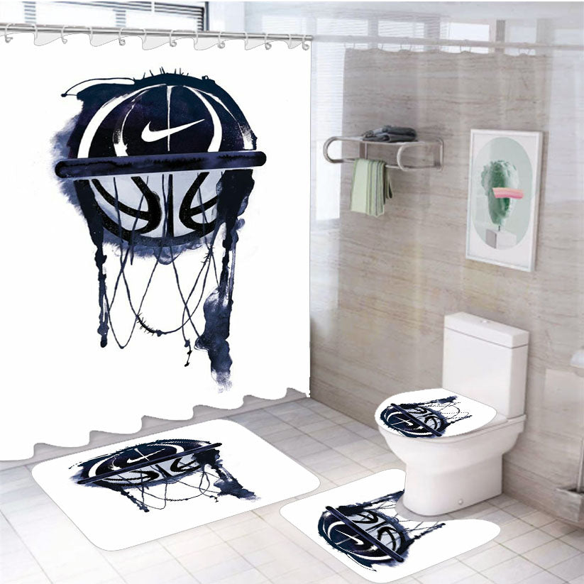 Nbl Nike Basketball 4Pcs Bathroom Set Shower Curtain