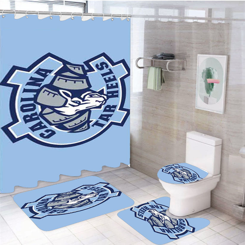 Nc Tarheels Logo On Blue 4Pcs Bathroom Set Shower Curtain