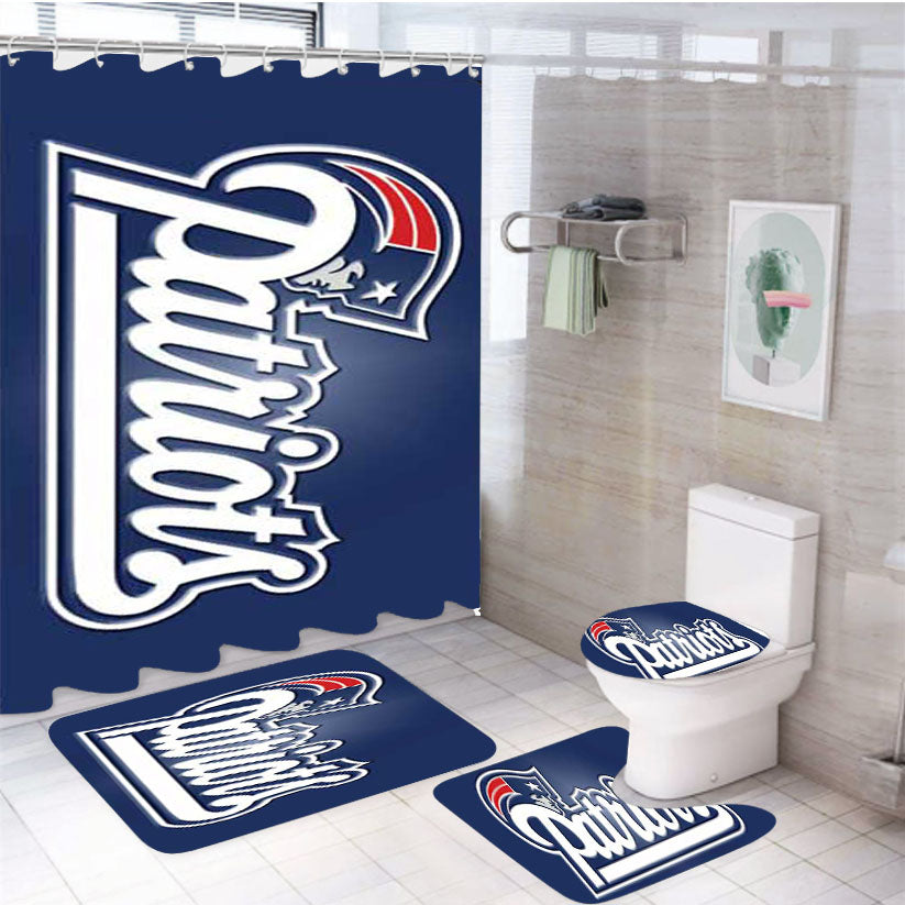 Ne Pats Logo Embossed 4Pcs Bathroom Set Shower Curtain