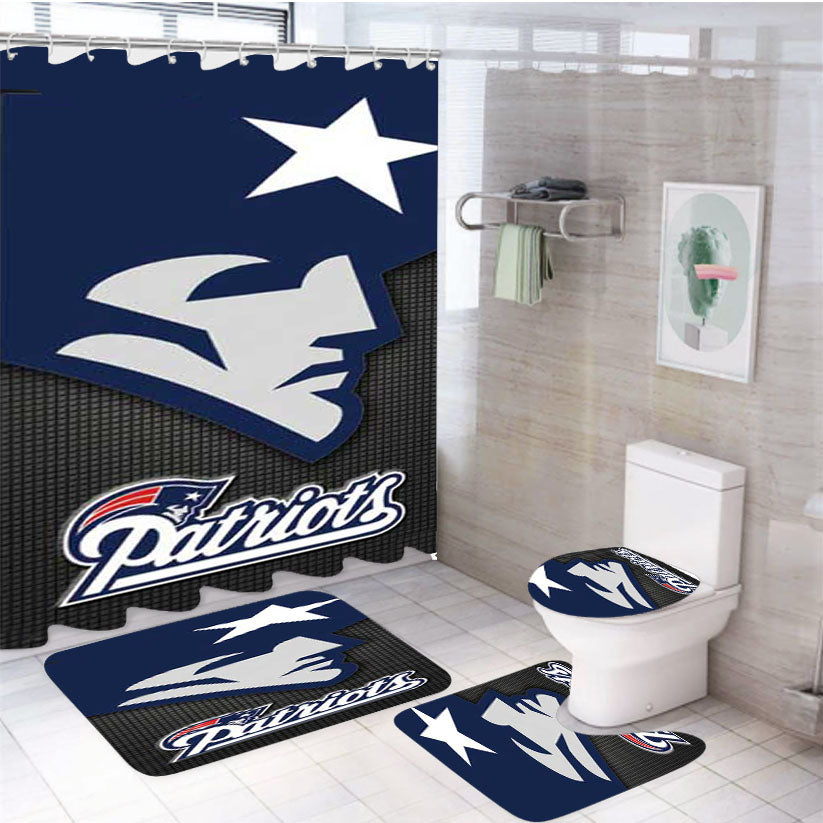 Ne Pats Logo On Grid 4Pcs Bathroom Set Shower Curtain