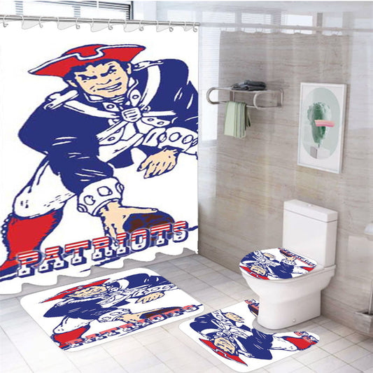Ne Pats Red Wht Blue Logos 4Pcs Bathroom Set Shower Curtain
