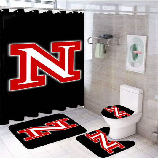 Nebraska Cornhuskers Logo 4Pcs Bathroom Set Shower Curtain