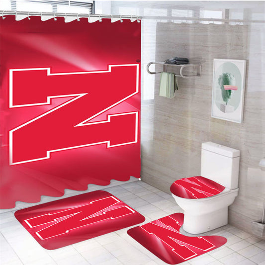 Nebraska Huskers Logo 4Pcs Bathroom Set Shower Curtain