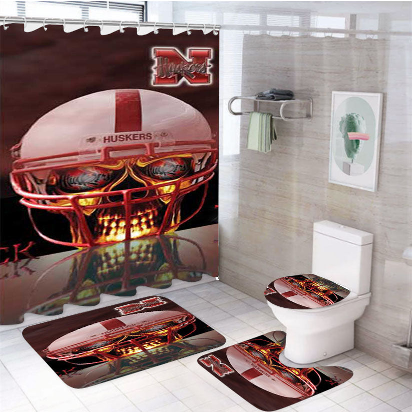 Nebraska Huskers Undead 4Pcs Bathroom Set Shower Curtain