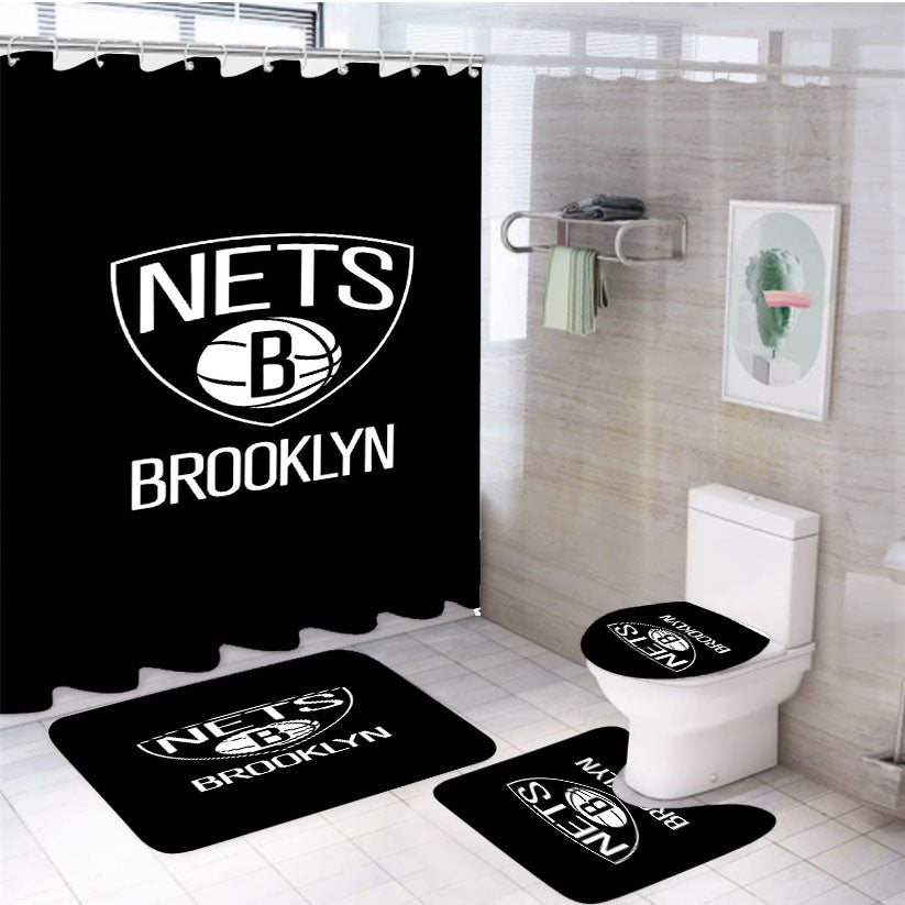 Nets Brooklyn 4Pcs Bathroom Set Shower Curtain