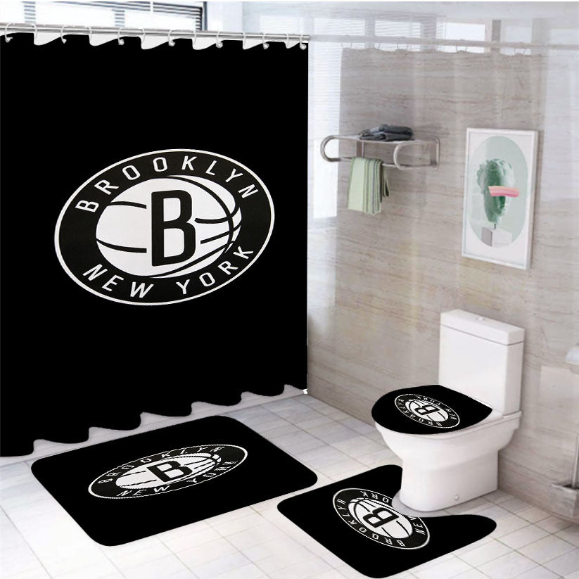 Nets Brooklyn New York 4Pcs Bathroom Set Shower Curtain