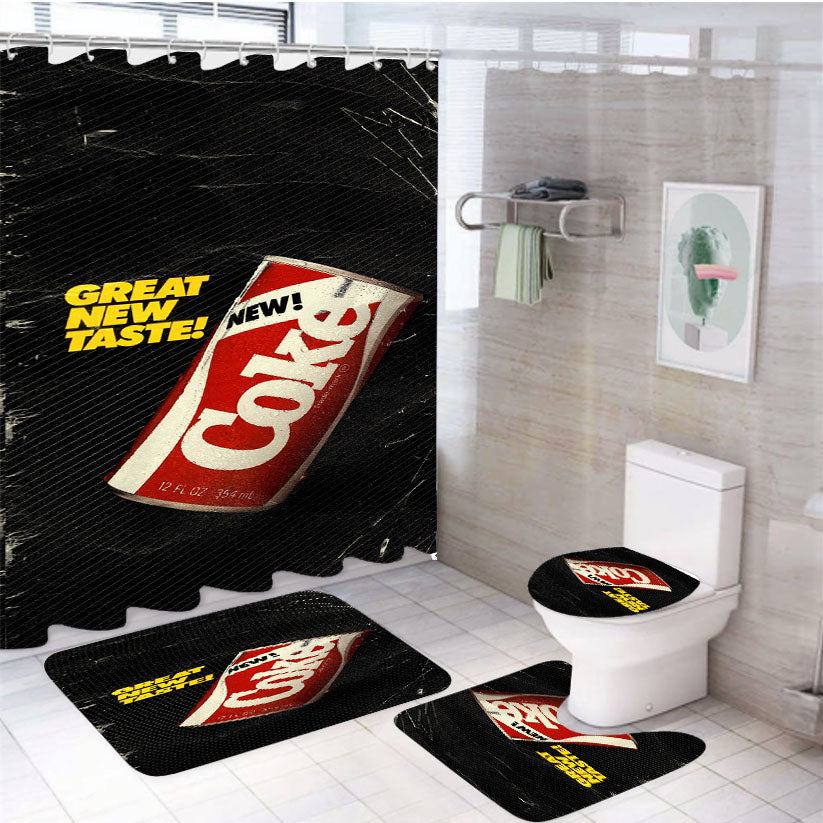 New Coke Coca Cola Taste 4Pcs Bathroom Set Shower Curtain