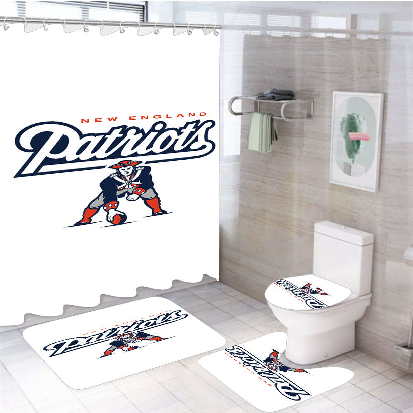 New England Patriots 4Pcs Bathroom Set Shower Curtain