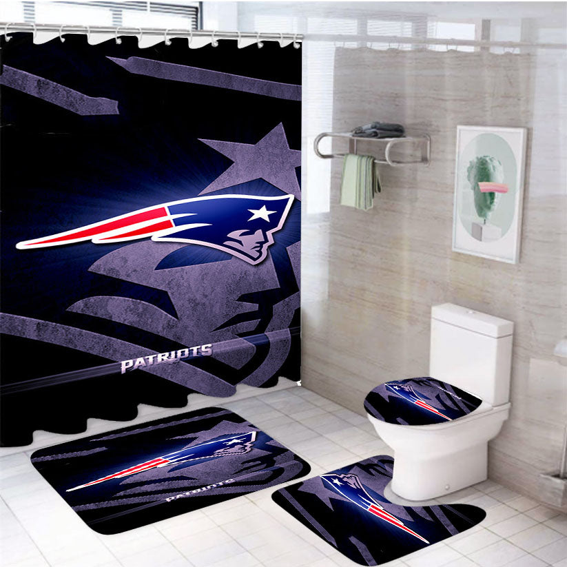 New England Patriots 1 4Pcs Bathroom Set Shower Curtain