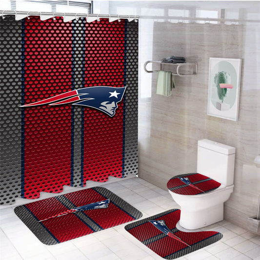 New England Patriots Carbon Fiber Logo 4Pcs Bathroom Set Shower Curtain