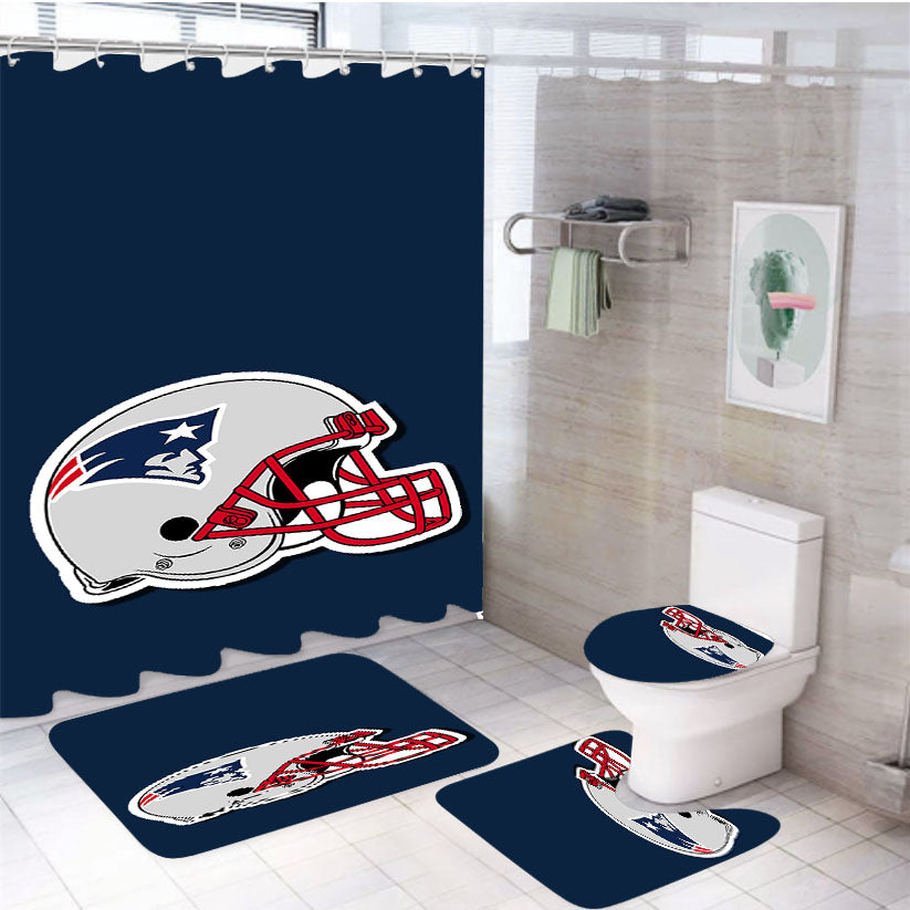 New England Patriots Football Helmet Painting 4Pcs Bathroom Set Shower Curtain