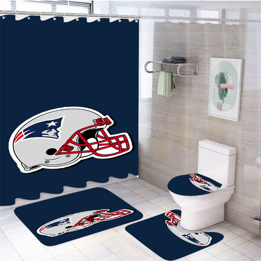 New England Patriots Football Helmet Painting 4Pcs Bathroom Set Shower Curtain