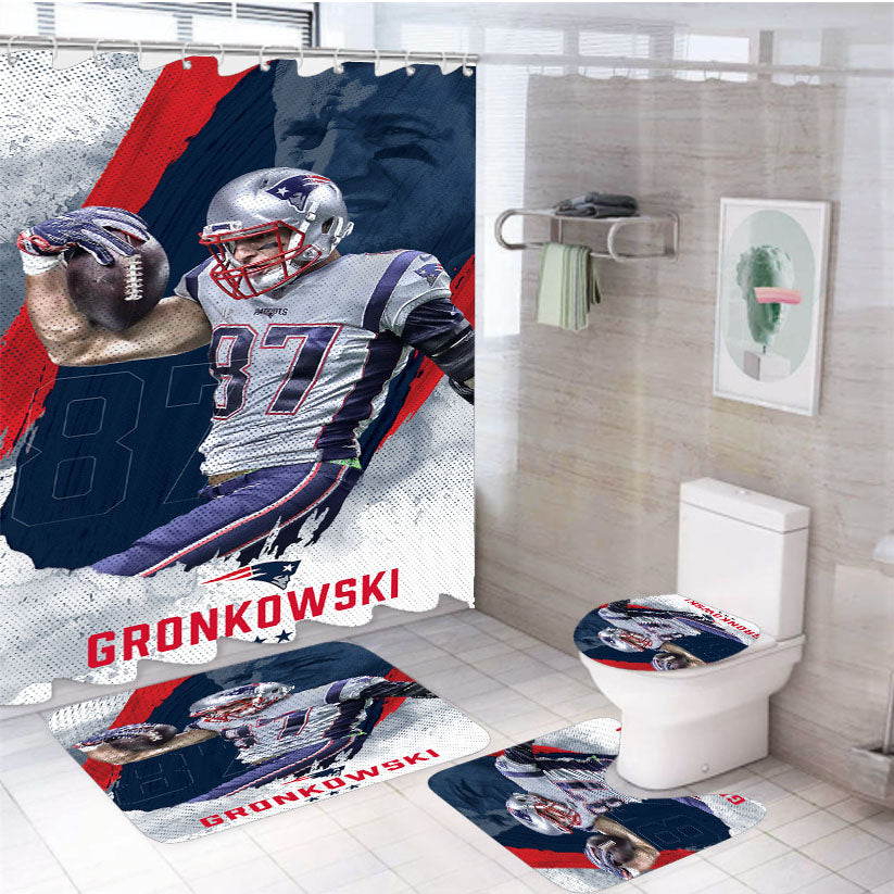 New England Patriots Gronkowski 4Pcs Bathroom Set Shower Curtain