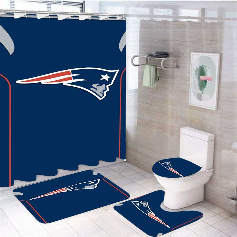 New England Patriots Jersey Blue 4Pcs Bathroom Set Shower Curtain