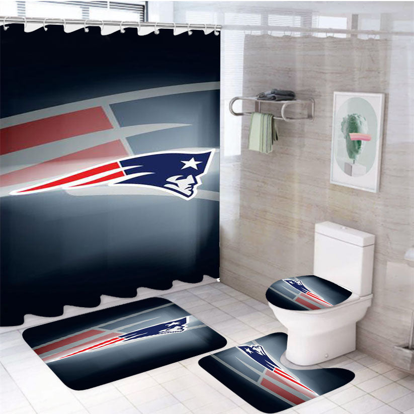 New England Patriots Logo 4Pcs Bathroom Set Shower Curtain