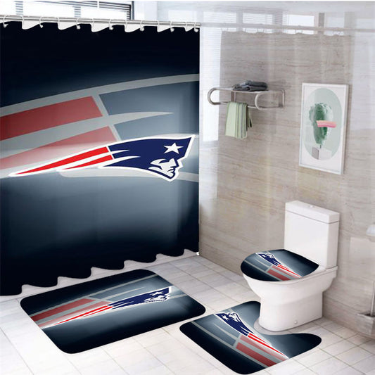 New England Patriots Logo 4Pcs Bathroom Set Shower Curtain