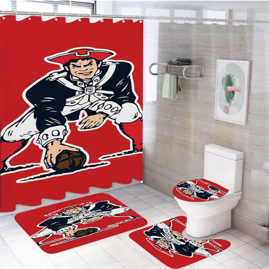 New England Patriots Logo 2 4Pcs Bathroom Set Shower Curtain