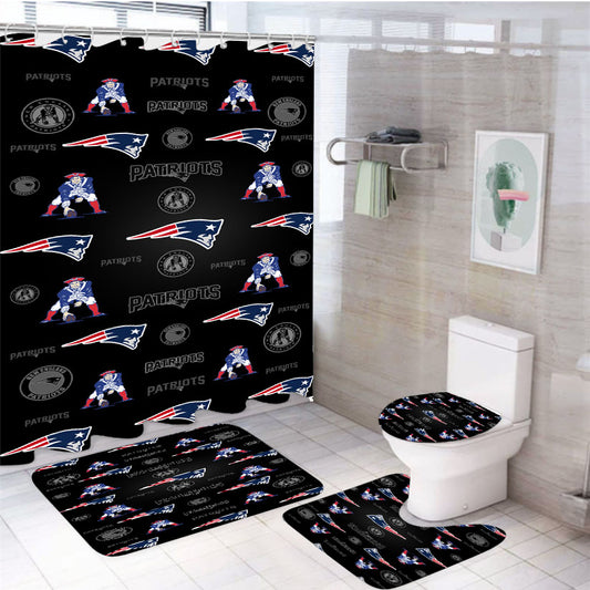 New England Patriots Logo Pattern 4Pcs Bathroom Set Shower Curtain