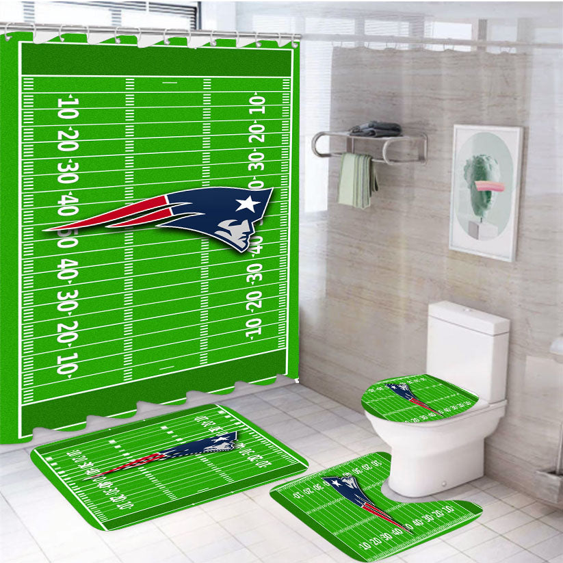 New England Patriots Nfl Court 4Pcs Bathroom Set Shower Curtain