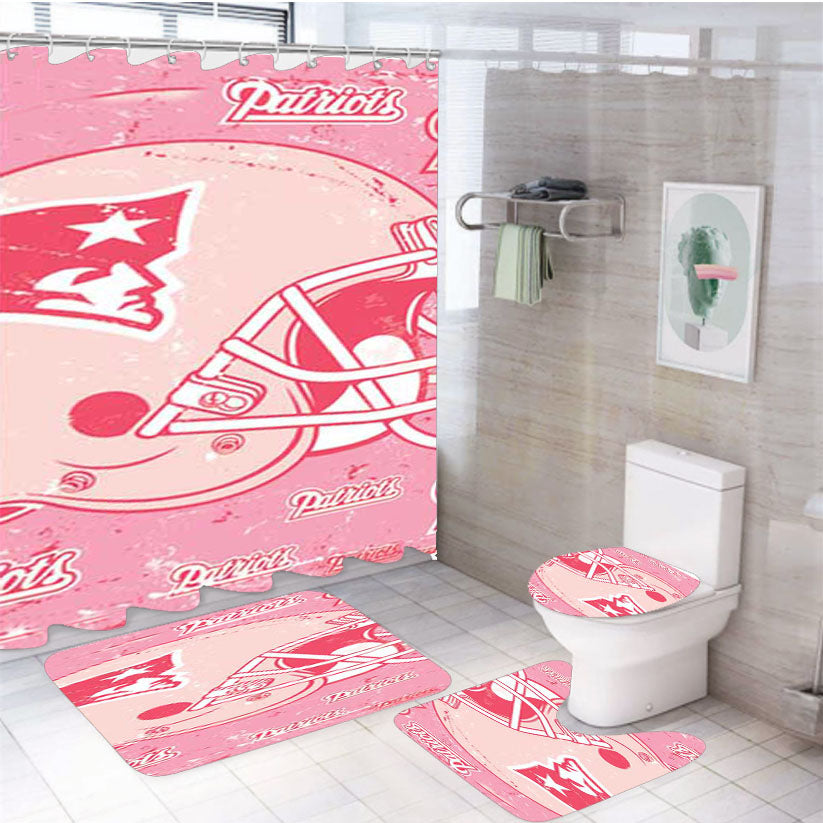 New England Patriots Pink Tall 4Pcs Bathroom Set Shower Curtain