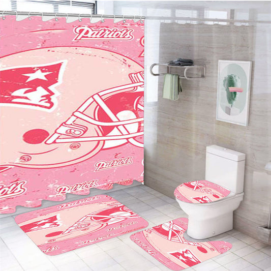 New England Patriots Pink Tall 4Pcs Bathroom Set Shower Curtain