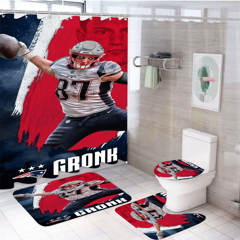 New England Patriots Rob Gronkowski 4Pcs Bathroom Set Shower Curtain