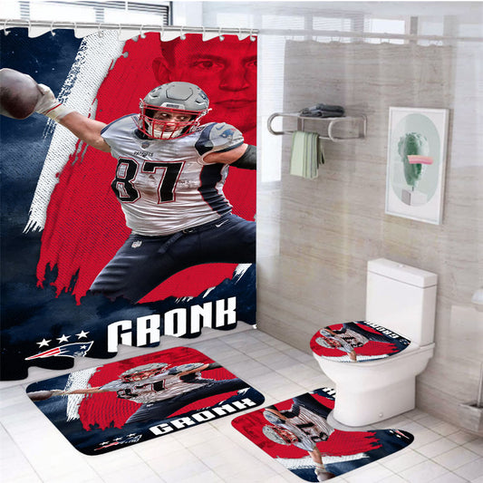 New England Patriots Rob Gronkowski 4Pcs Bathroom Set Shower Curtain
