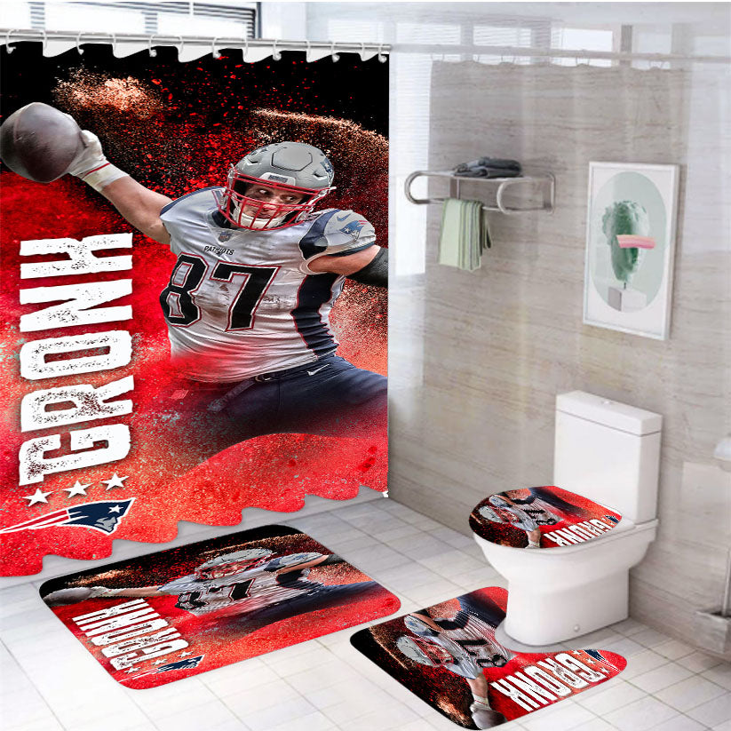 New England Patriots Rob Gronkowski 2 4Pcs Bathroom Set Shower Curtain