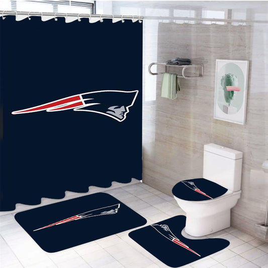 New England Patriots Simple Logo 4Pcs Bathroom Set Shower Curtain