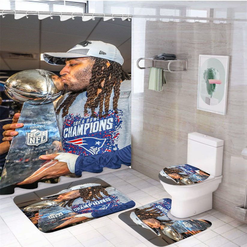 New England Patriots Stephon Gilmore 4Pcs Bathroom Set Shower Curtain