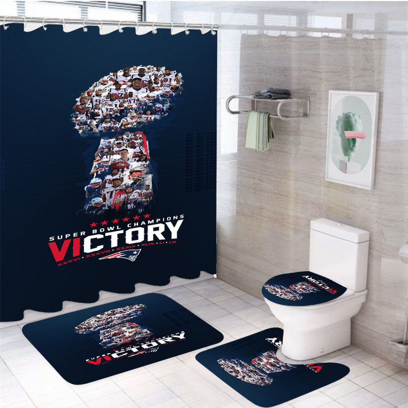 New England Patriots Victory 4Pcs Bathroom Set Shower Curtain