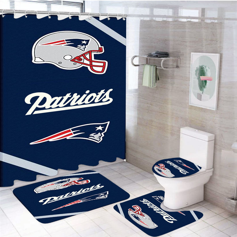 New England Patriots Wallpaper 4Pcs Bathroom Set Shower Curtain