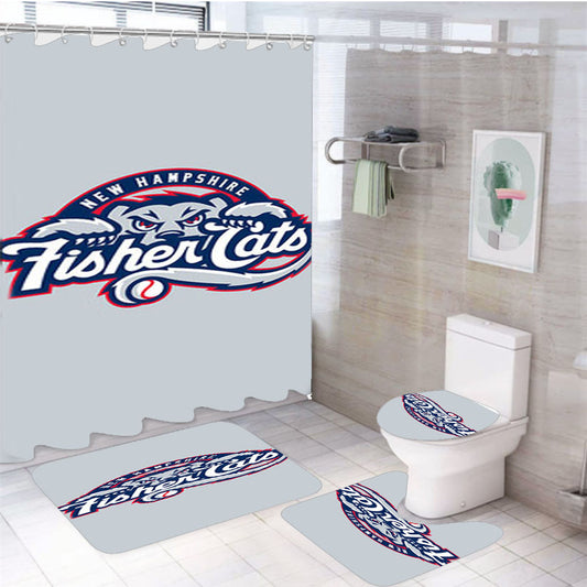 New Hampshire Fisher Cats Baseball Logo Gray 4Pcs Bathroom Set Shower Curtain