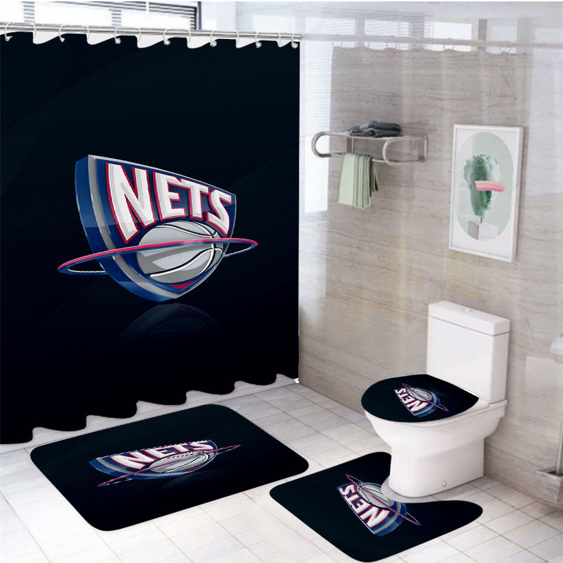 New Jersey Nets Basketball 4Pcs Bathroom Set Shower Curtain
