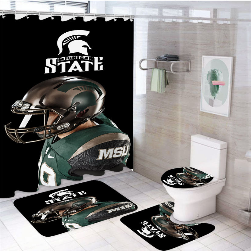 New Michigan State Football 4Pcs Bathroom Set Shower Curtain