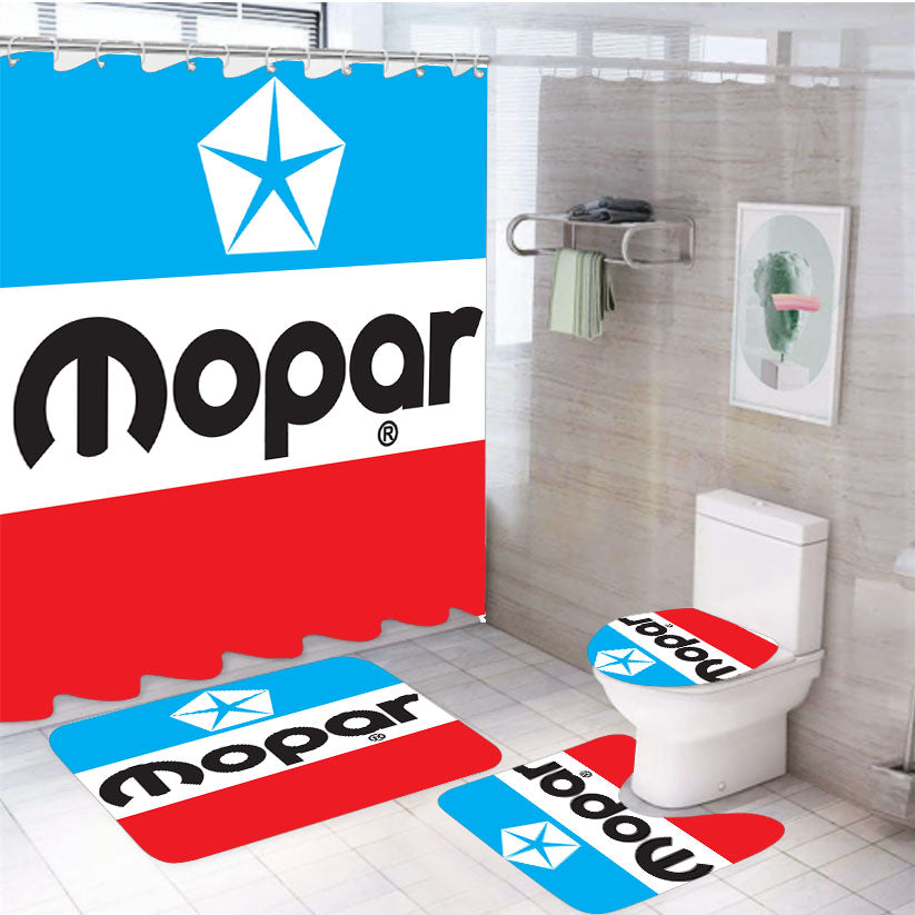 New Mopar Logo 4Pcs Bathroom Set Shower Curtain