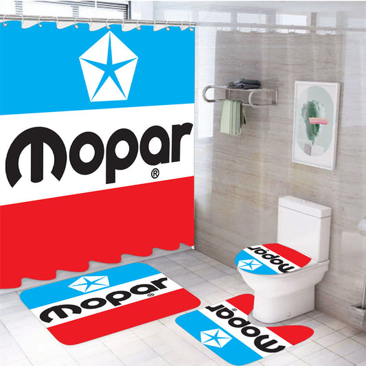 New Mopar Logo 4Pcs Bathroom Set Shower Curtain