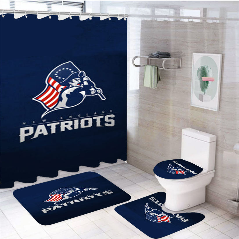 New Nfl New England Patriots 4Pcs Bathroom Set Shower Curtain