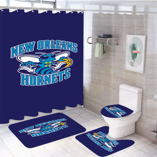 New Orleans Hornets 4Pcs Bathroom Set Shower Curtain