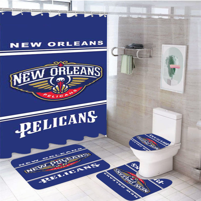 New Orleans Pelicans Logo 4Pcs Bathroom Set Shower Curtain
