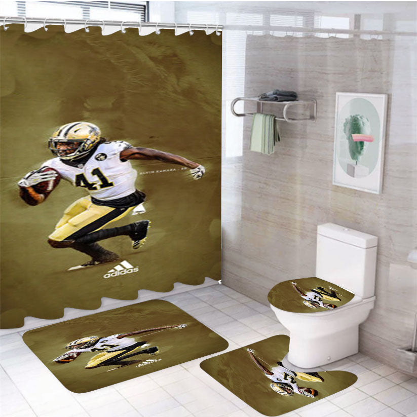 New Orleans Saints Alvin Kamara 4Pcs Bathroom Set Shower Curtain