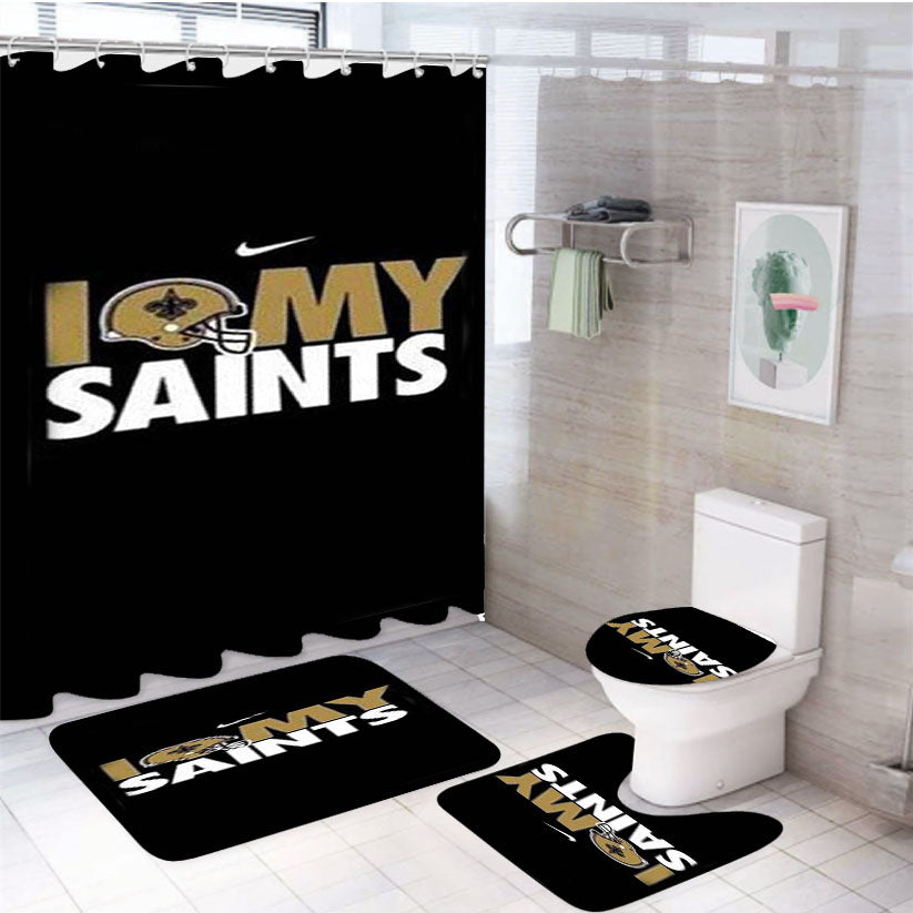 New Orleans Saints Helm 4Pcs Bathroom Set Shower Curtain